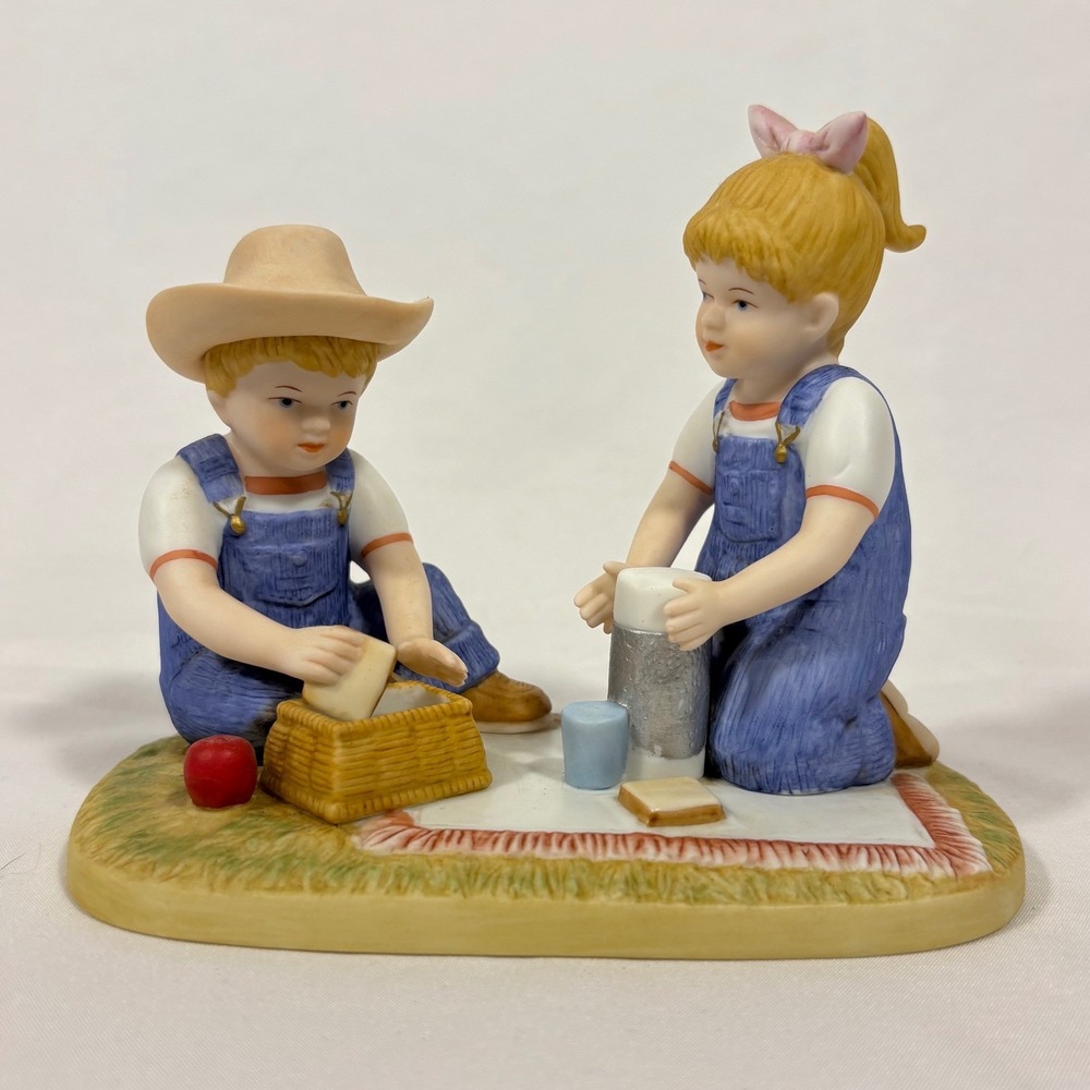 Denim Days Homco The Picnic Figurine Childrens Picnic Basket